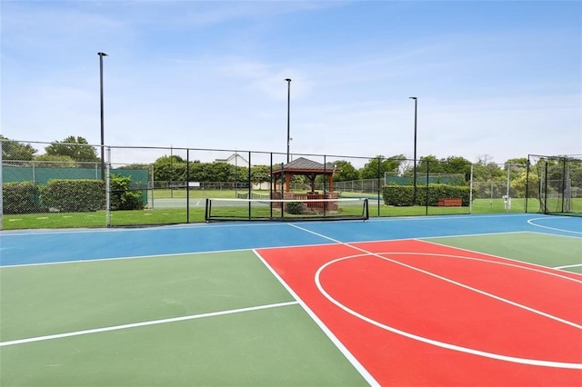 2405 Castle Rock Rd, Arlington, TX 76006 - view of basketball court with a gazebo, community basketball court, and fence