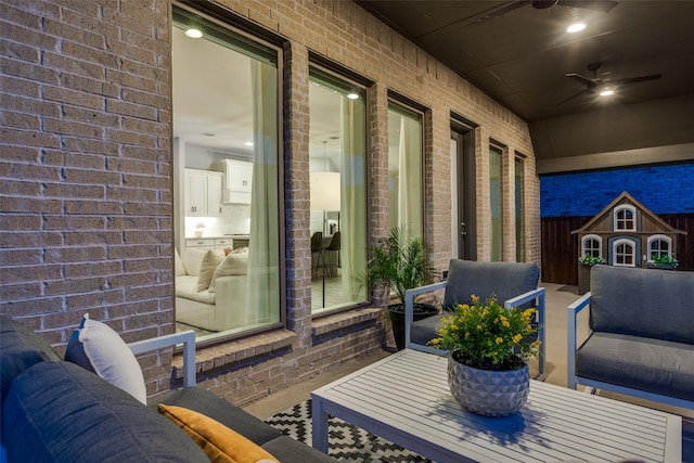4009 Palomino Rd, Aubrey, TX 76227 - balcony featuring a ceiling fan and an outdoor living space