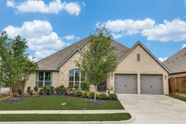4009 Palomino Rd, Aubrey, TX 76227 - view of front of home featuring an attached garage, brick siding, driveway, and a shingled roof