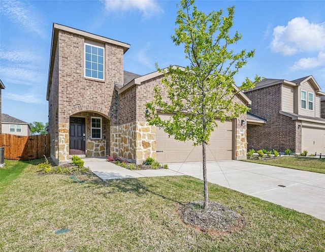 849 Breakwater Dr, Princeton, TX 75407 - view of front of home with fence, driveway, a front lawn, and a garage