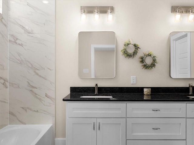 5525 Vesta Farley Rd, Fort Worth, TX 76119 - full bathroom with double vanity, a sink, and bathing tub / shower combination