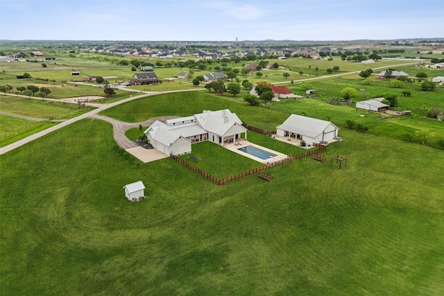 aerial view with a rural view