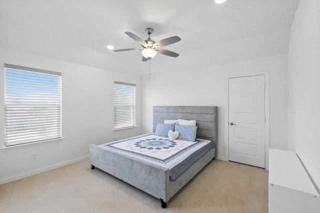741 Almeda Ln, Prosper, TX 75078 - bedroom with light carpet, baseboards, a ceiling fan, and recessed lighting