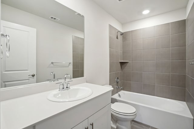 419 Bertney Dr, Princeton, TX 75071 - bathroom with visible vents, toilet,  shower combination, and vanity