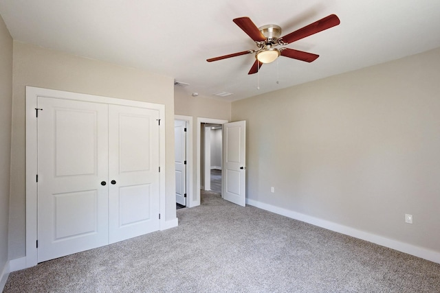 1500 W Collin, Corsicana, TX 75110 - unfurnished bedroom featuring carpet, a closet, baseboards, and a ceiling fan
