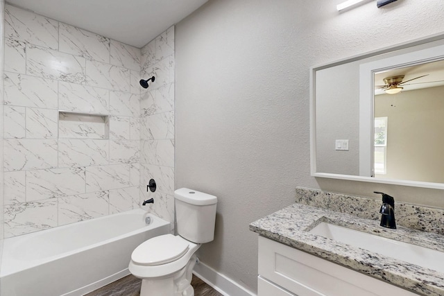 1500 W Collin, Corsicana, TX 75110 - full bath with vanity, toilet, wood finished floors, tub / shower combination, and baseboards