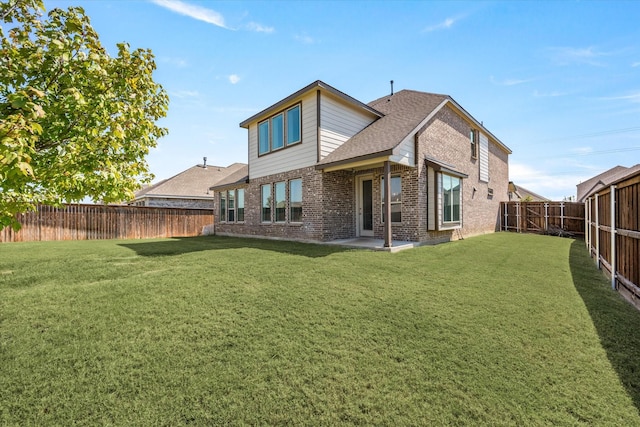 1740 Wassel Rd, Fort Worth, TX 76052 - rear view of house featuring brick siding, roof with shingles, and a patio area