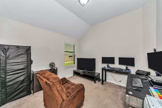 1116 Quail Dove Dr, Little Elm, TX 75068 - office with carpet floors, vaulted ceiling, and baseboards
