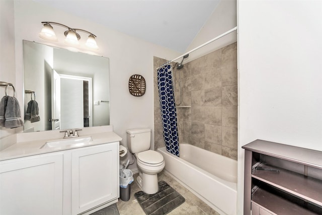 1116 Quail Dove Dr, Little Elm, TX 75068 - full bath featuring vanity, toilet, shower / tub combo, and vaulted ceiling