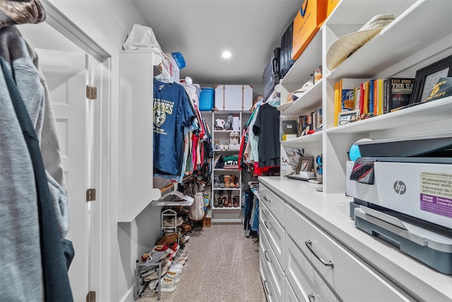 spacious closet featuring carpet floors