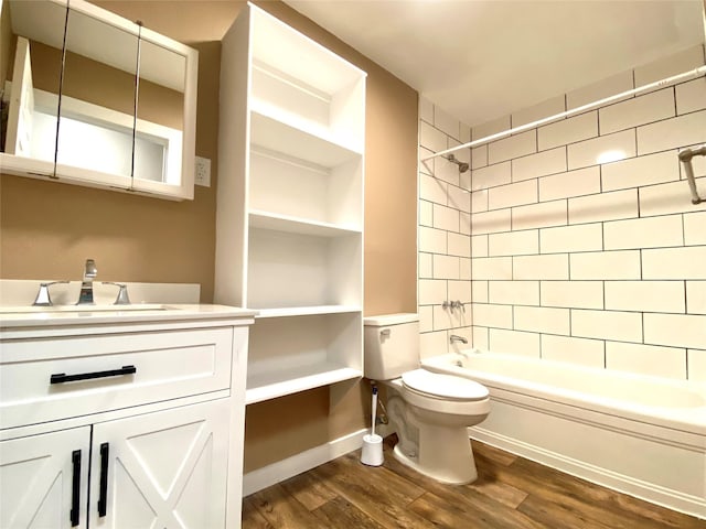 102 S Oak St, Paradise, TX 76073 - bathroom with wood finished floors, washtub / shower combination, and vanity