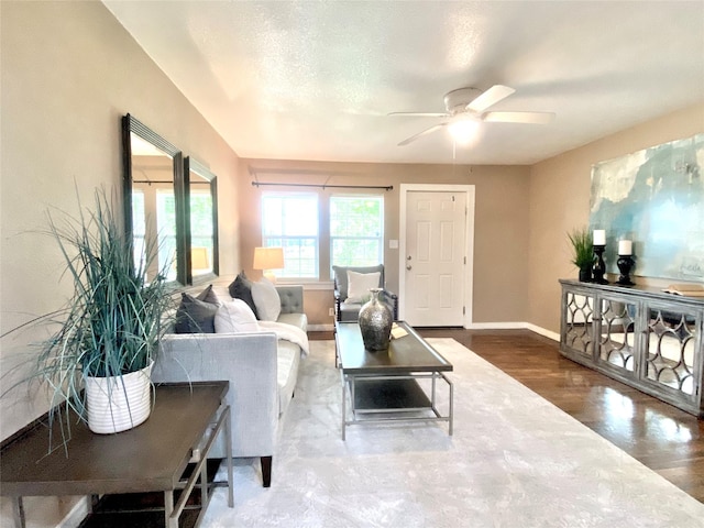 102 S Oak St, Paradise, TX 76073 - living area with a ceiling fan and wood finished floors