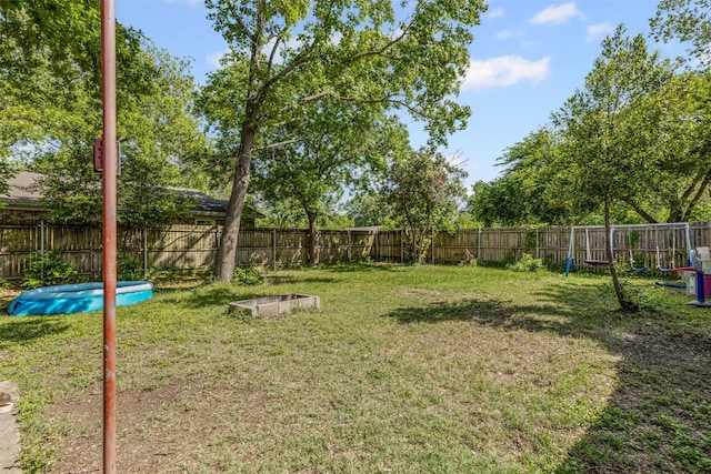 view of yard with a fenced backyard