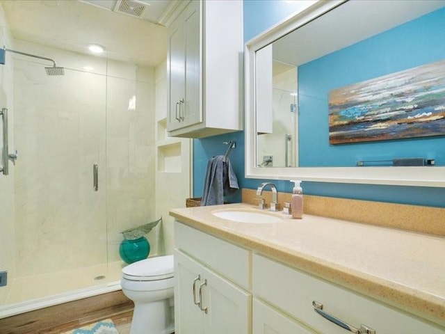 1428 Oxford Ln, Denton, TX 76209 - full bath with a stall shower, toilet, and visible vents