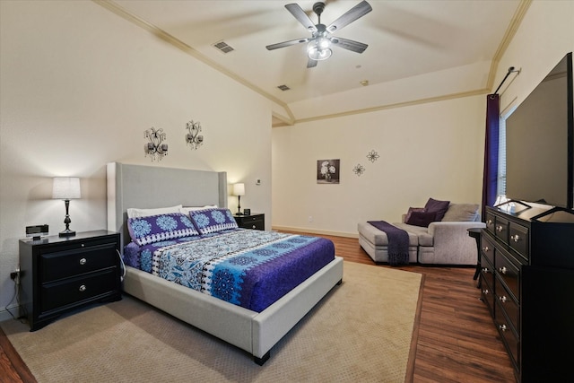 8405 Moore St, Frisco, TX 75034 - bedroom with visible vents, ornamental molding, and wood finished floors