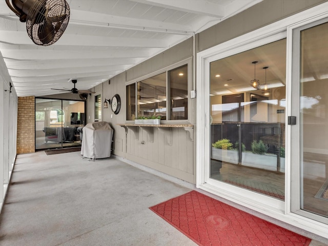 view of patio featuring a ceiling fan