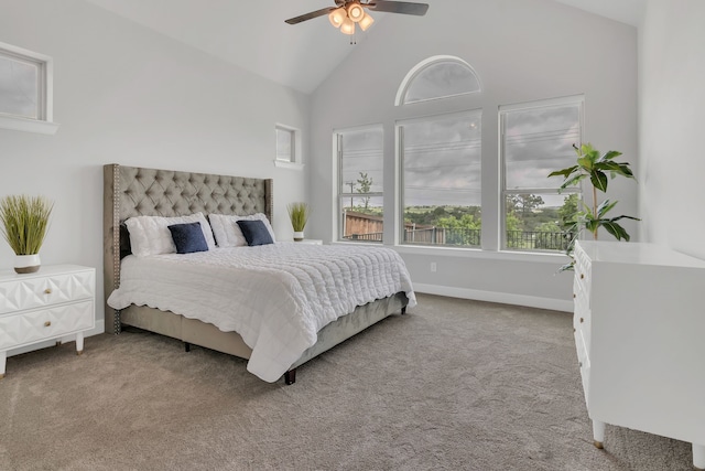 14316 Capridge Rd, Fort Worth, TX 76008 - carpeted bedroom featuring lofted ceiling, a ceiling fan, and baseboards