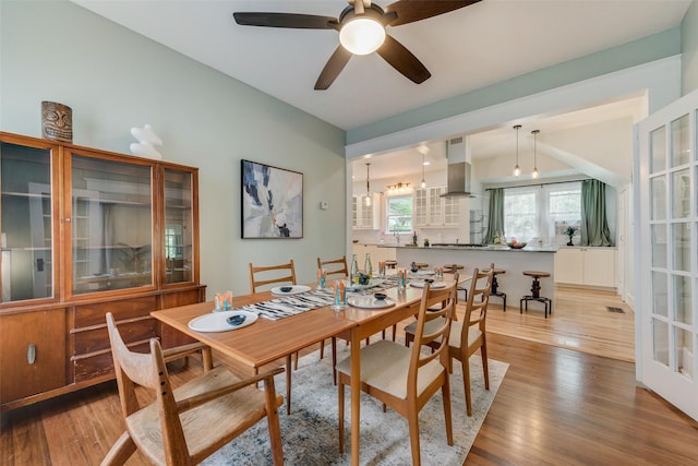 123 S Rosemont Ave, Dallas, TX 75208 - dining space featuring wood finished floors and a ceiling fan