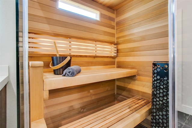 view of sauna