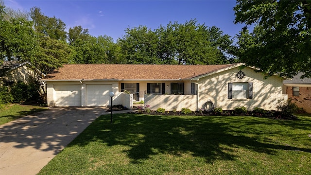 6413 Wrigley Way, Fort Worth, TX 76133 - ranch-style home with brick siding, a front yard, concrete driveway, and an attached garage