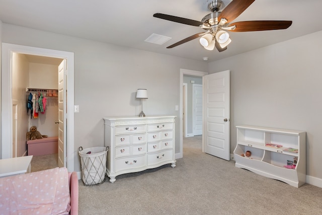 4114 Anglers Way, Royse City, TX 75189 - carpeted bedroom with visible vents, a closet, a ceiling fan, and a walk in closet