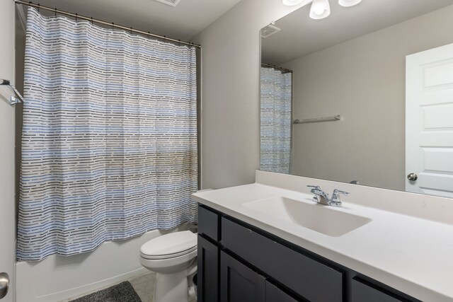 4114 Anglers Way, Royse City, TX 75189 - bathroom with toilet, vanity, shower / bath combo, and tile patterned floors