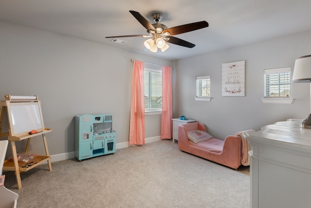4114 Anglers Way, Royse City, TX 75189 - bedroom featuring visible vents, a ceiling fan, baseboards, and light carpet