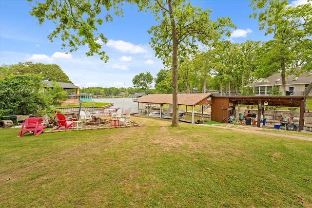 1505 Kanakoa Dr S, Tool, TX 75143 - view of green lawn featuring a boat dock, a water view, and boat lift