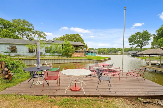 1505 Kanakoa Dr S, Tool, TX 75143 - wooden deck with a water view, a dock, and boat lift