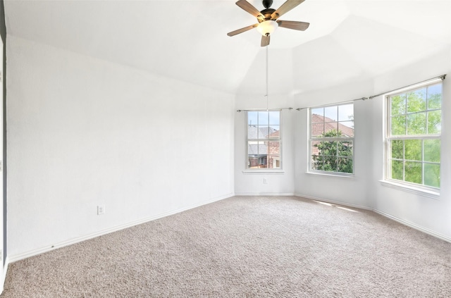 14209 Signal Hill Dr, Little Elm, TX 75068 - unfurnished room featuring ceiling fan, vaulted ceiling, baseboards, and carpet