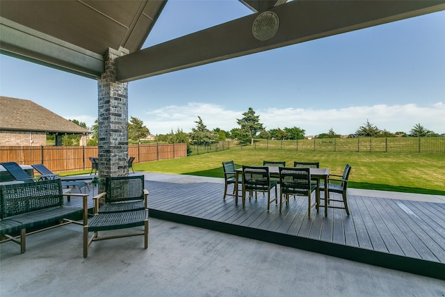 12492 Palmer Dr, Fort Worth, TX 76179 - view of patio with a fenced backyard, a deck, and outdoor dining space