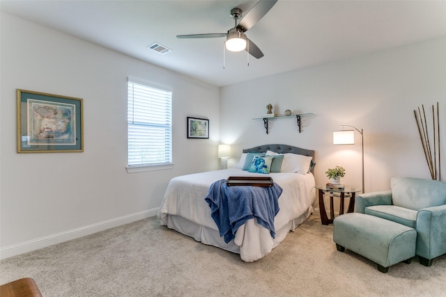 12492 Palmer Dr, Fort Worth, TX 76179 - bedroom featuring baseboards, a ceiling fan, light colored carpet, and visible vents