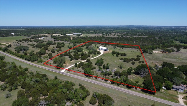 aerial view featuring a rural view