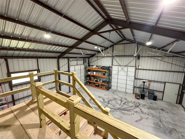 garage featuring metal wall