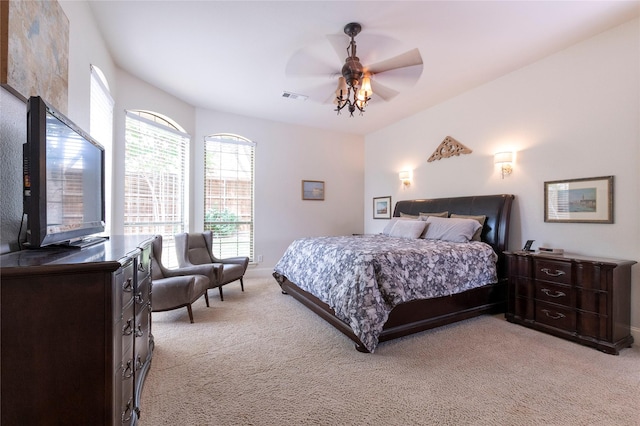 2621 Timberhollow Dr, Little Elm, TX 75068 - bedroom featuring light colored carpet, visible vents, ceiling fan, and baseboards