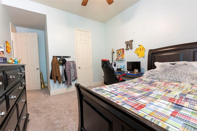 2621 Timberhollow Dr, Little Elm, TX 75068 - bedroom with a ceiling fan, light carpet, and baseboards