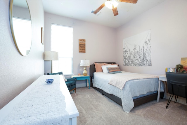 2621 Timberhollow Dr, Little Elm, TX 75068 - bedroom with visible vents, ceiling fan, multiple windows, and carpet flooring