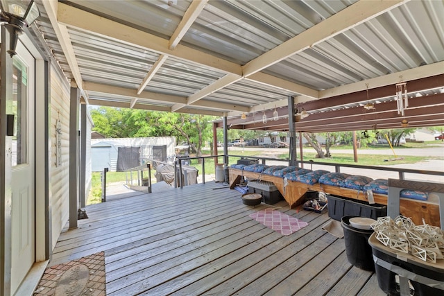 4991 Thunderbird Dr, May, TX 76857 - deck featuring a storage unit