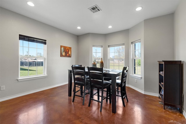 516 Celeste Dr, Robinson, TX 76706 - dining area featuring finished concrete flooring, plenty of natural light, and recessed lighting