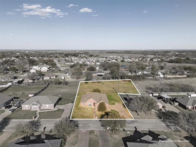516 Celeste Dr, Robinson, TX 76706 - aerial perspective of suburban area featuring property boundaries highlighted