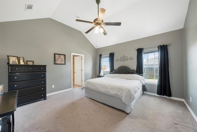 516 Celeste Dr, Robinson, TX 76706 - carpeted bedroom with a ceiling fan and high vaulted ceiling