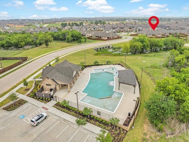 bird's eye view with a residential view