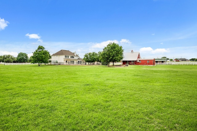 view of yard featuring an outbuilding and fence