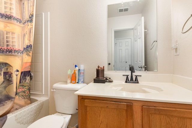 525 Butch Cassidy Dr, Anna, TX 75409 - full bathroom with vanity, toilet, shower / bathtub combination with curtain, and a textured wall