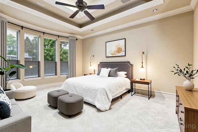 1233 Deer Lake Dr, Frisco, TX 75036 - bedroom with crown molding, a raised ceiling, and carpet floors