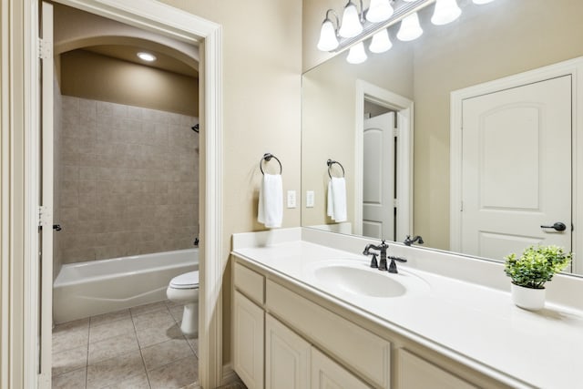 1233 Deer Lake Dr, Frisco, TX 75036 - full bath with toilet, washtub / shower combination, tile patterned floors, and vanity