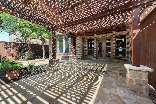1233 Deer Lake Dr, Frisco, TX 75036 - view of patio with french doors and a pergola