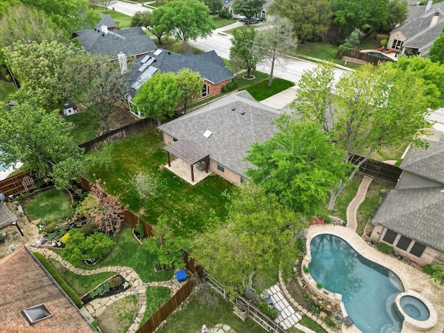 aerial view with a residential view