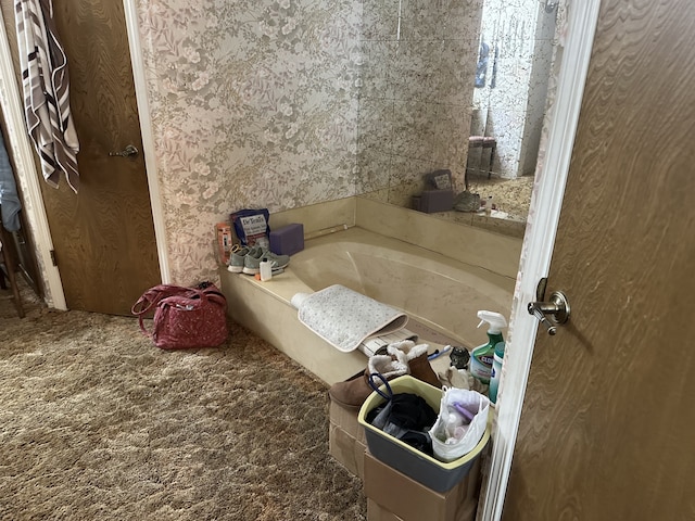 bathroom featuring a garden tub