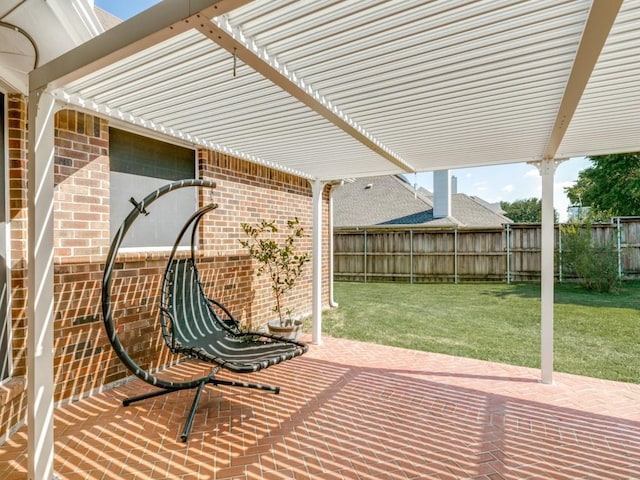 view of patio / terrace with a pergola and a fenced backyard